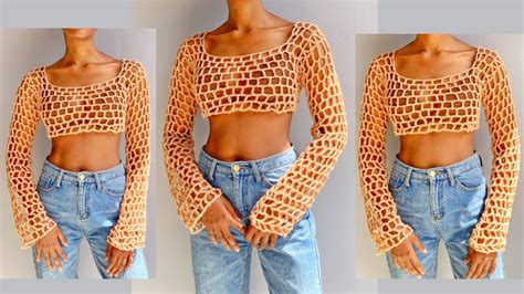 crochet mesh top long sleeve free pattern|crochet fishnet top pattern free.